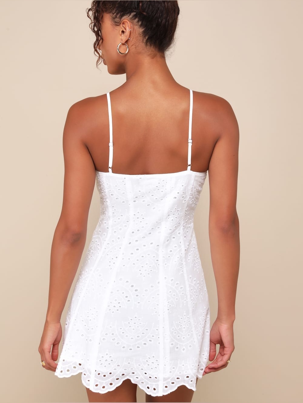 NWT Lulus Summer Cutie White Eyelet Embroidered Sleeveless Mini Dress - Picture 2 of 4